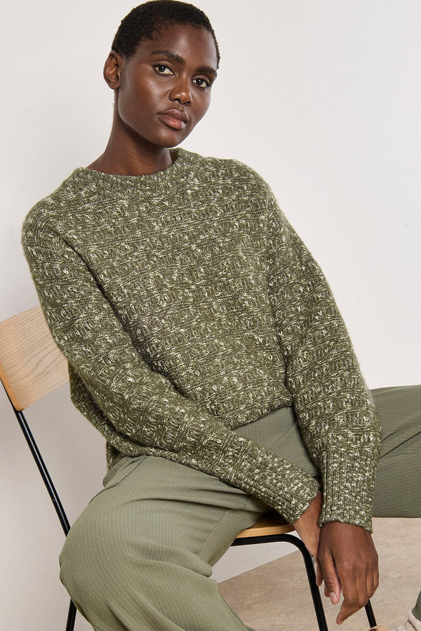 Flecked Knit Chunky Knit Sweater