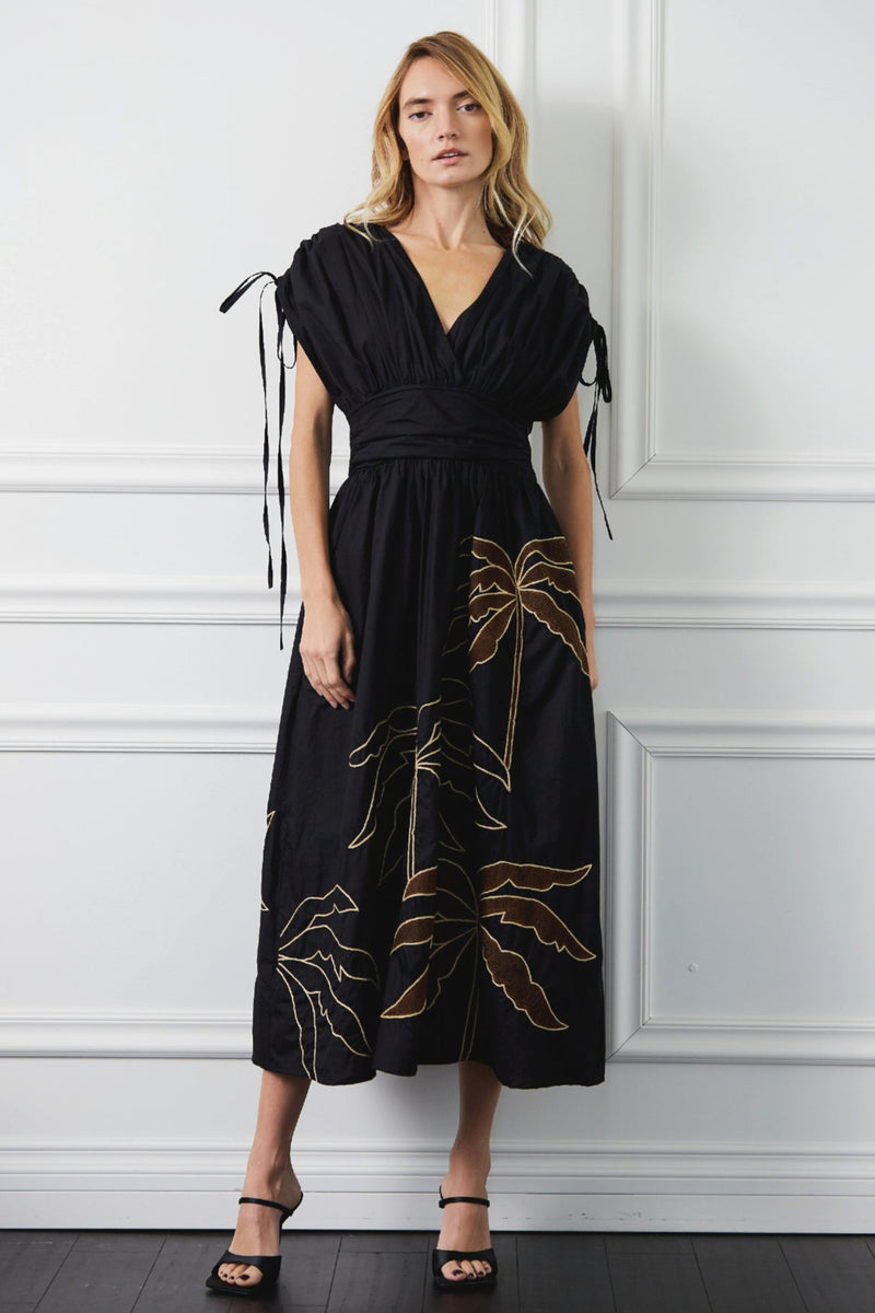 Gale Embroidered Palm Tree Maxi Dress