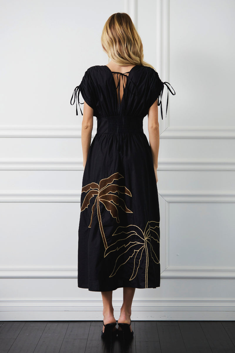 Gale Embroidered Palm Tree Maxi Dress