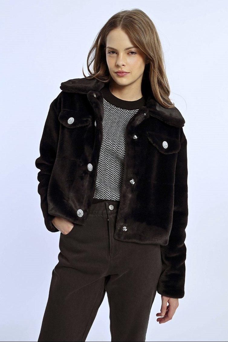 Diamante Faux Fur Jacket