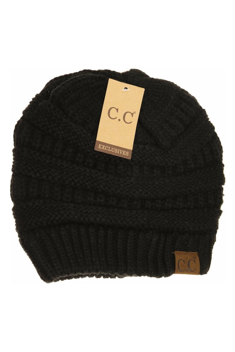 Knit Cable Beanie - black