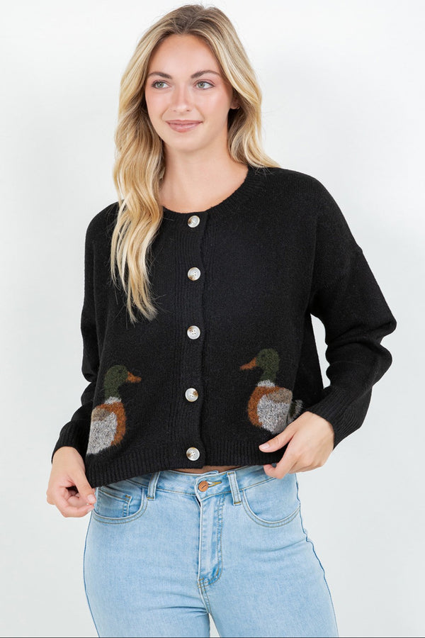 Mallard Intarsia Button Cardigan