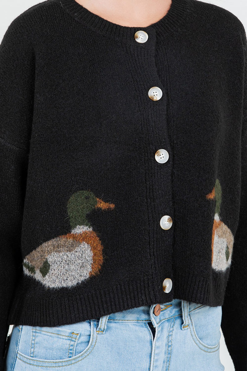 Mallard Intarsia Button Cardigan