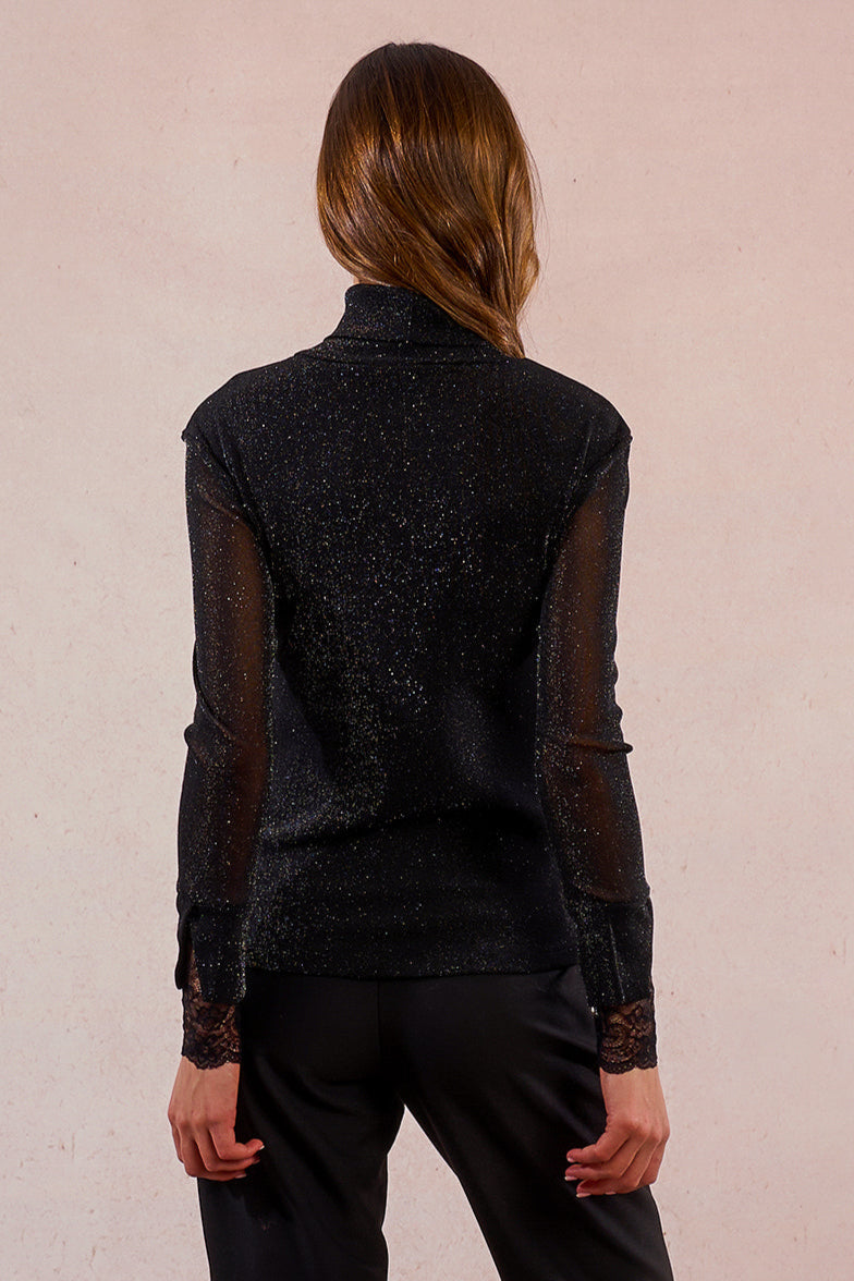 Semi-Sheer Sparkle Knit Top