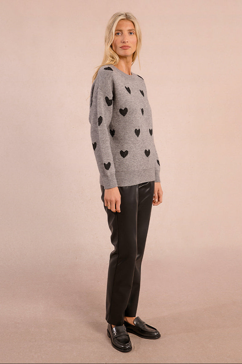 Metallic Thread Heart Sweater