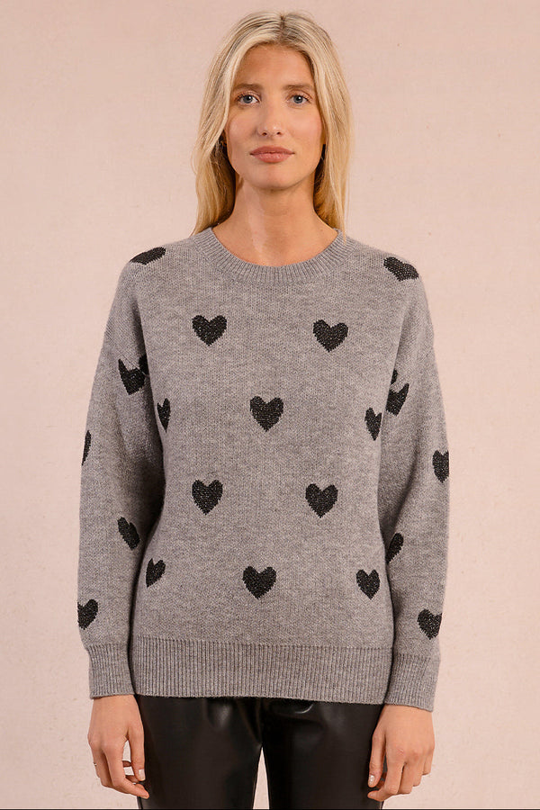 Metallic Thread Heart Sweater