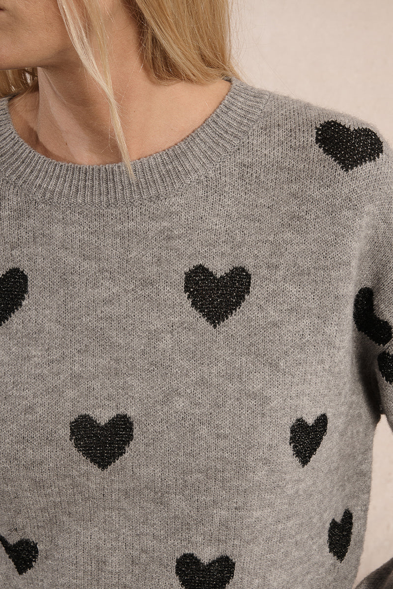 Metallic Thread Heart Sweater