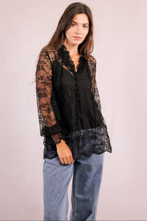Scalloped Lace Blouse