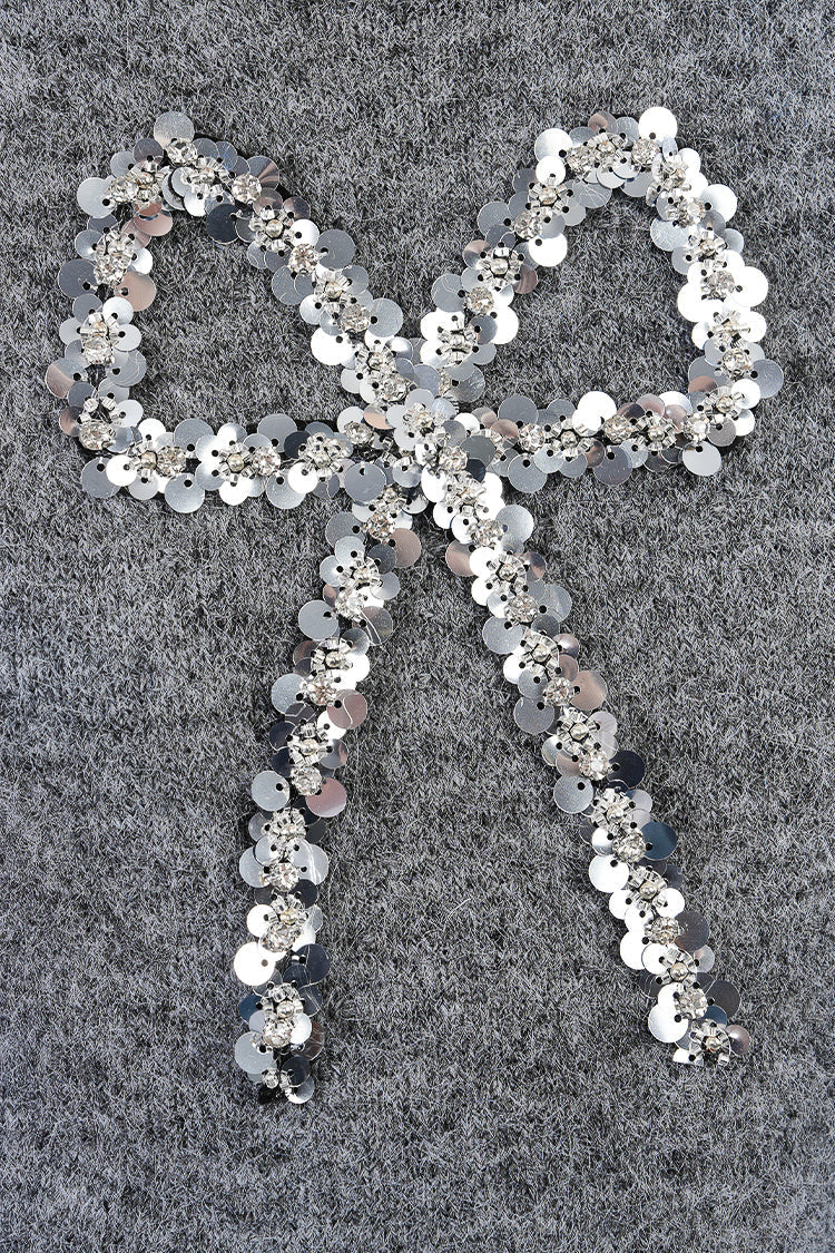Sequin Bow Knit Sweater