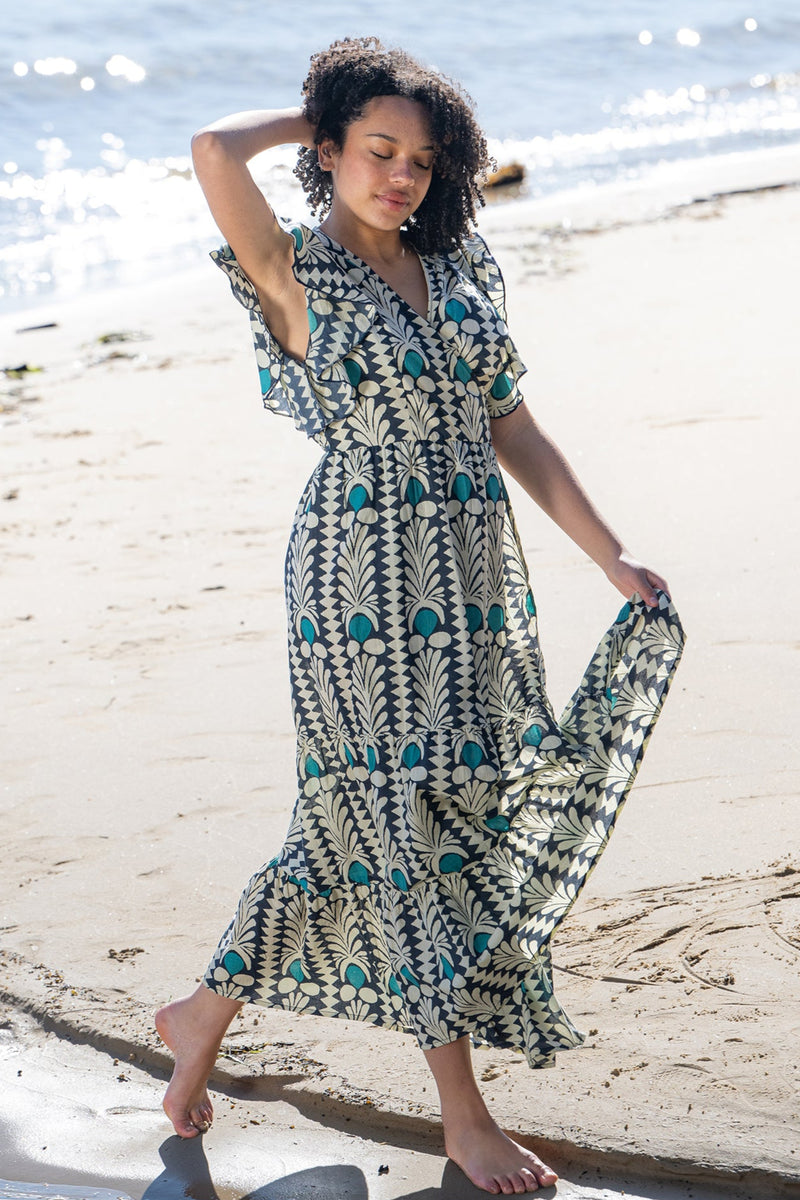 Bondi Cotton Double Frill Wrap Dress