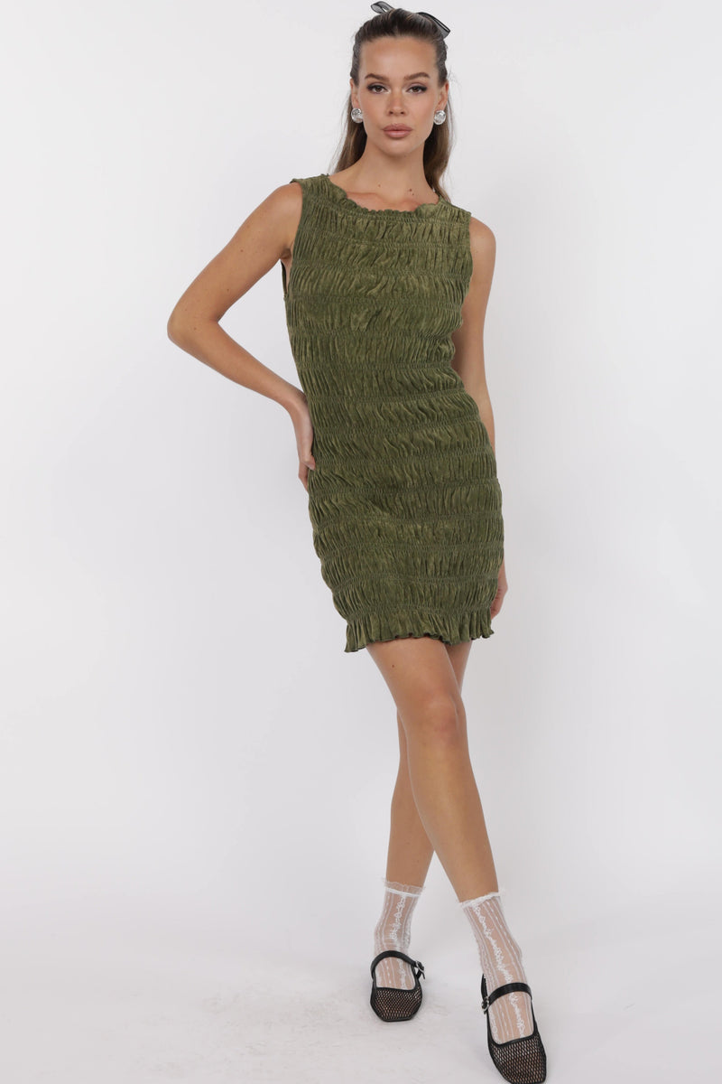 Hot Stuff Velvet Smocked Mini Dress