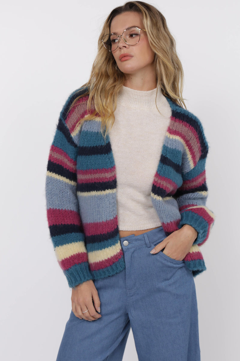 Be Present Multi Stripe Cardigan