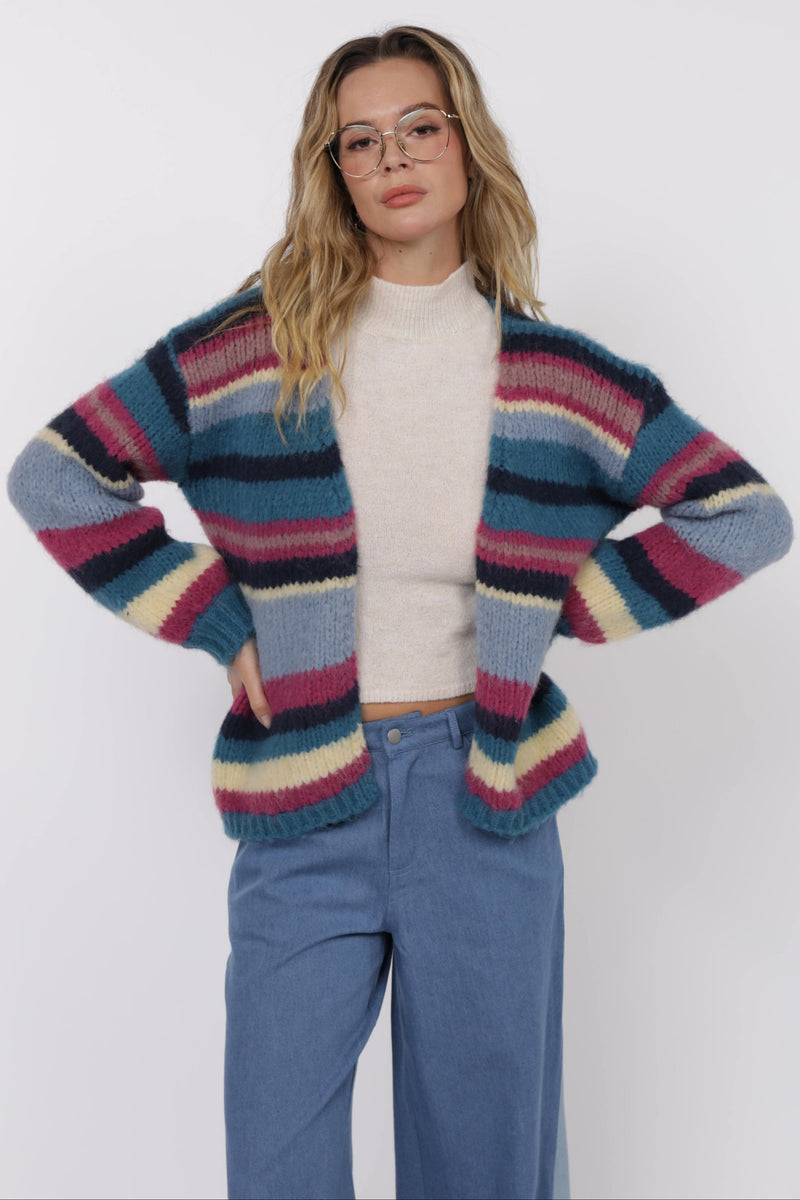 Be Present Multi Stripe Cardigan