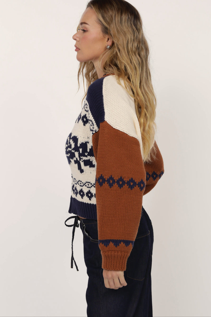 Sweet Rose Jacquard Zip Sweater Jacket