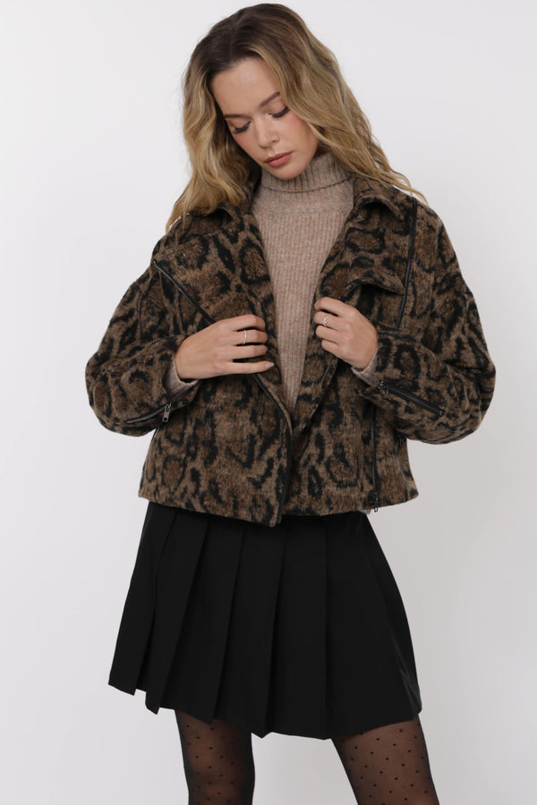 Strada Brushed Leopard Oversized Jacket