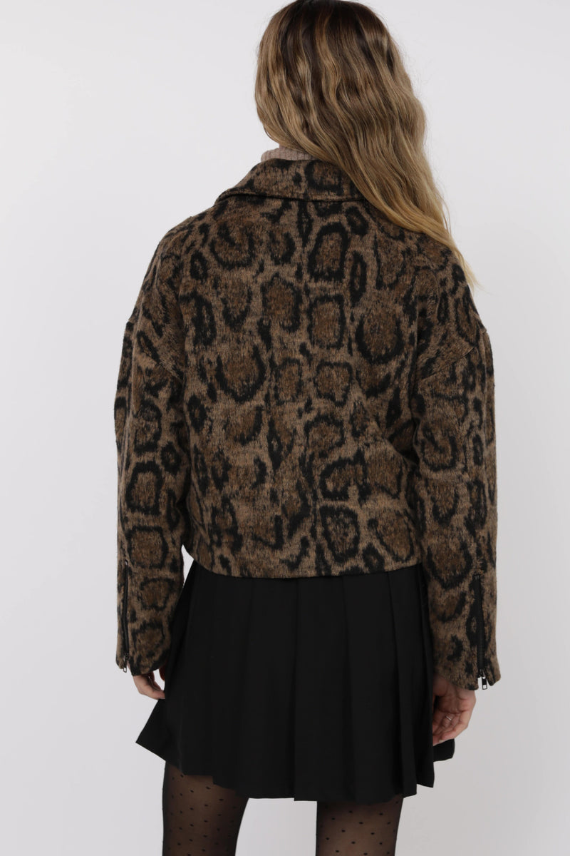 Strada Brushed Leopard Oversized Jacket