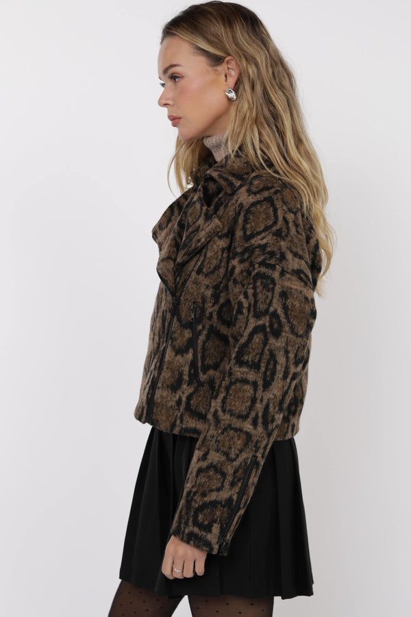 Strada Brushed Leopard Oversized Jacket
