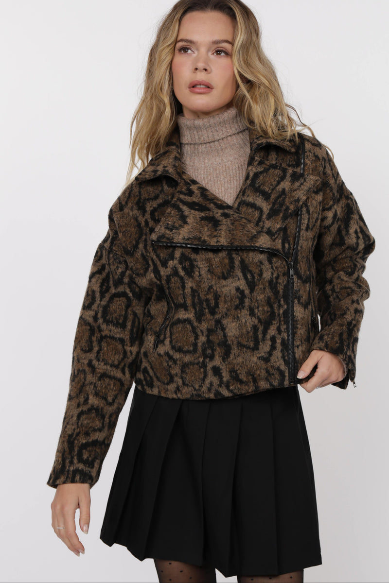 Strada Brushed Leopard Oversized Jacket