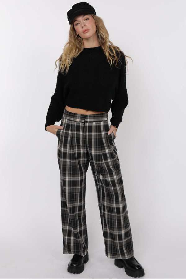 Radical Pleated Plaid Trouser