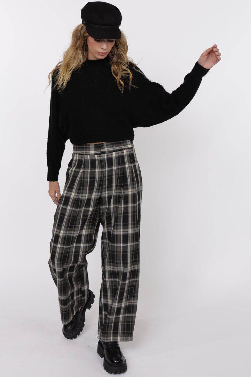Radical Pleated Plaid Trouser