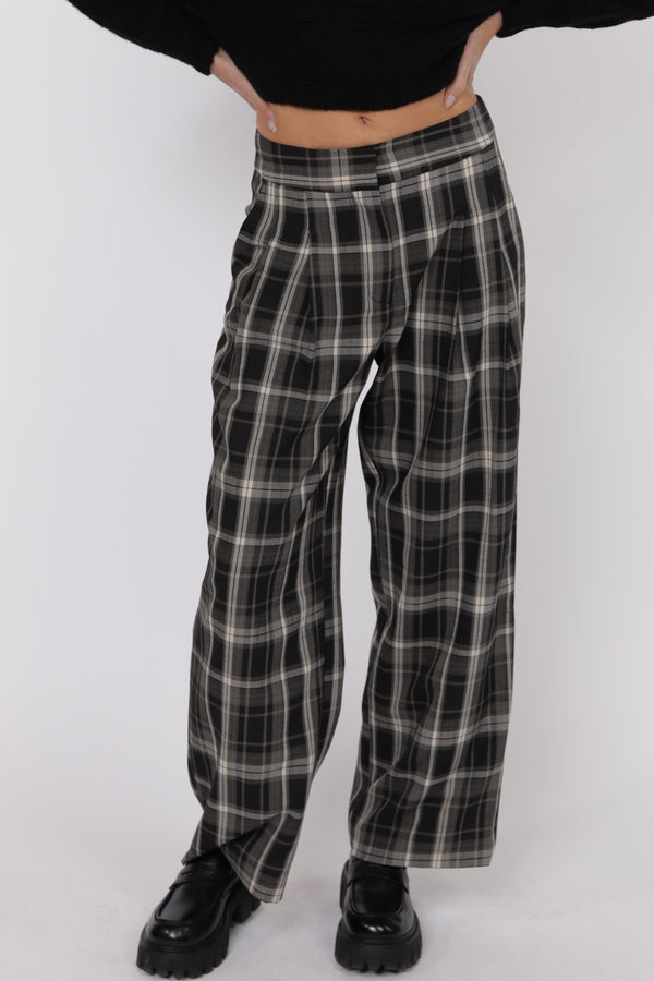 Radical Pleated Plaid Trouser