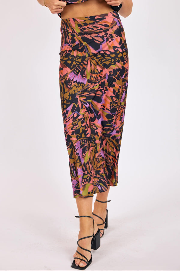 Butterfly Kiss Bias Midi Skirt