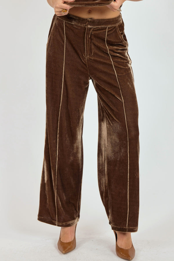 Twilight Spell Stretch Velvet Pintuck Trousers