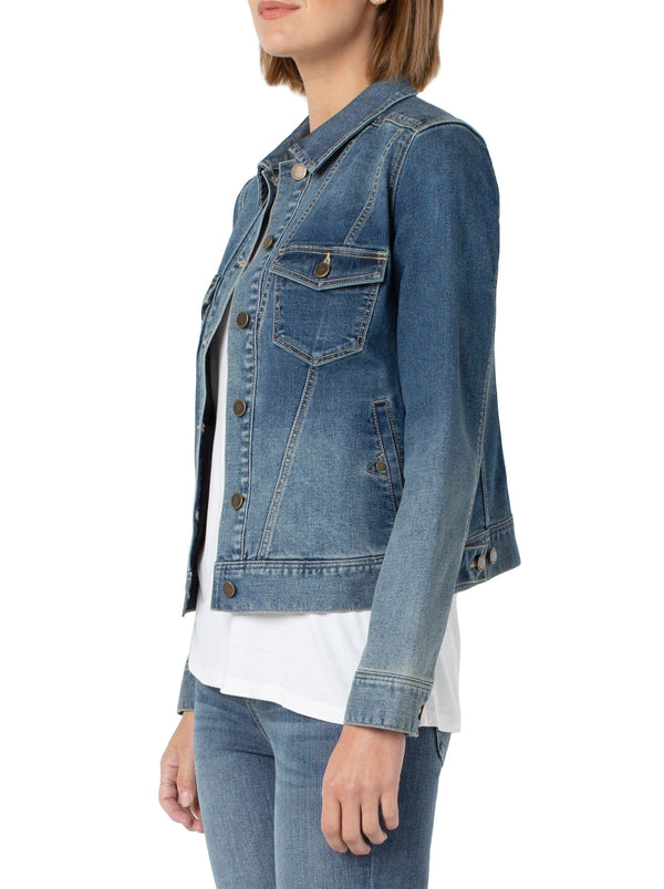 Classic Denim Jacket With Angled Seaming