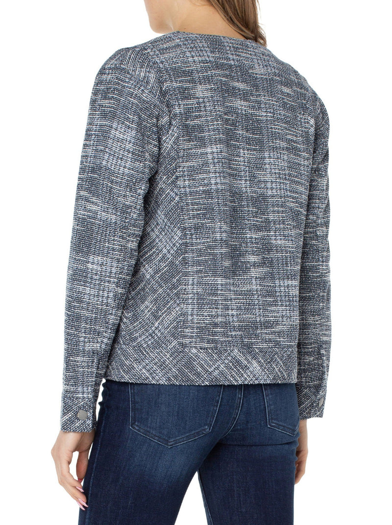 Collarless Boucle Jacket
