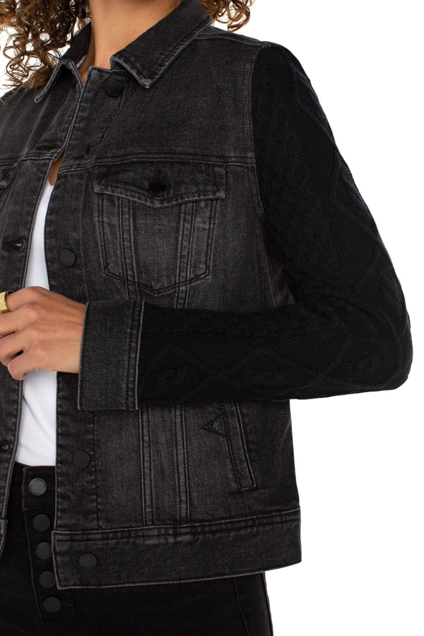 Denim Jacket With Sweater Sleeves