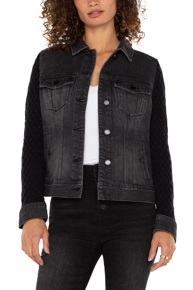 Denim Jacket With Sweater Sleeves