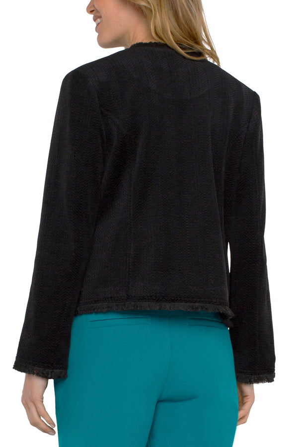 Fray Edge Collarless Jacket