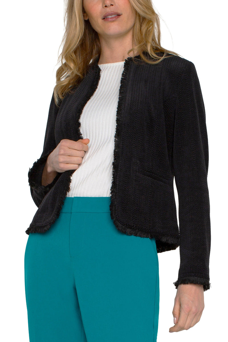 Fray Edge Collarless Jacket