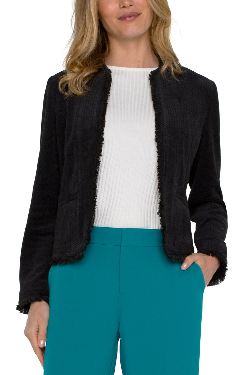 Fray Edge Collarless Jacket