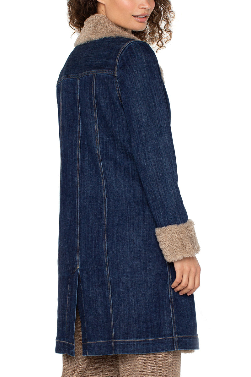 Sherpa Trimmed Notch Collar Jacket