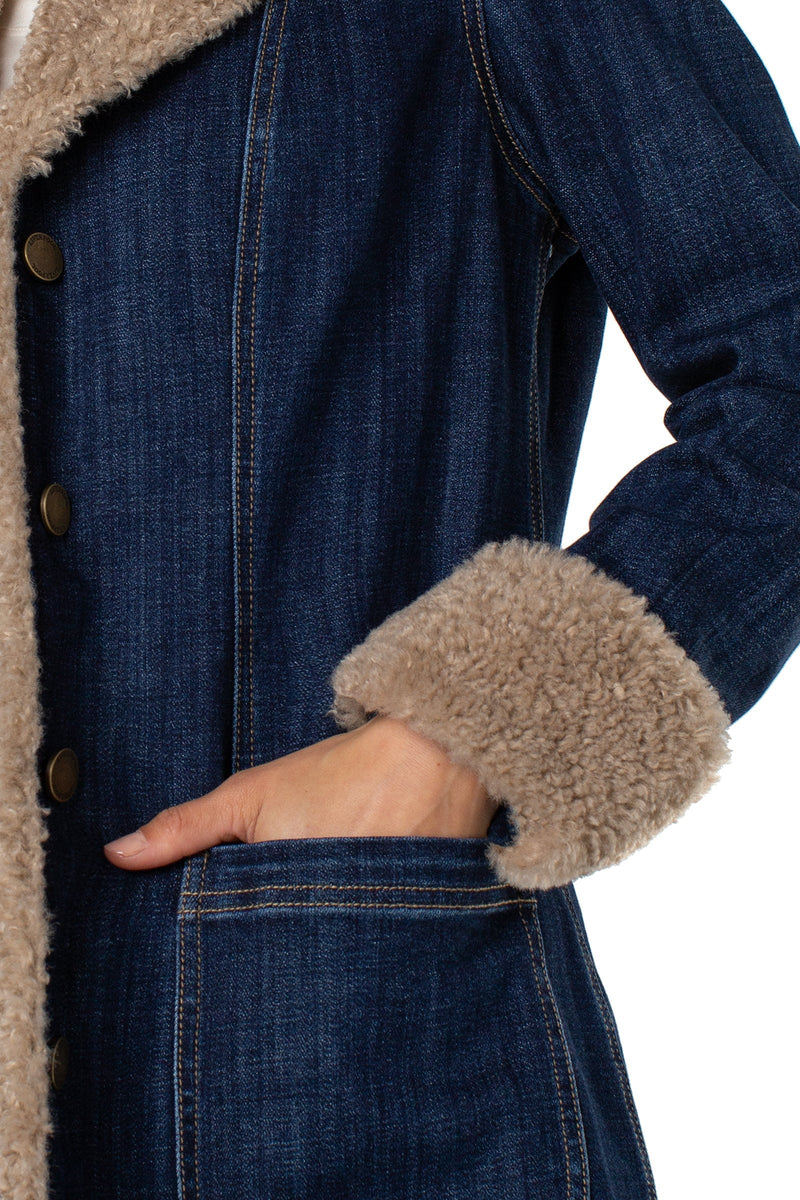 Sherpa Trimmed Notch Collar Jacket