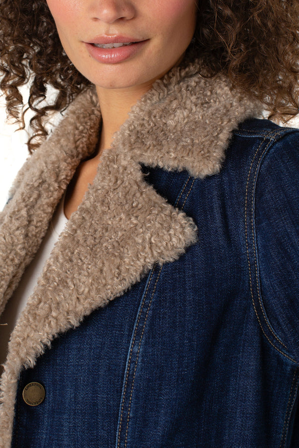 Sherpa Trimmed Notch Collar Jacket
