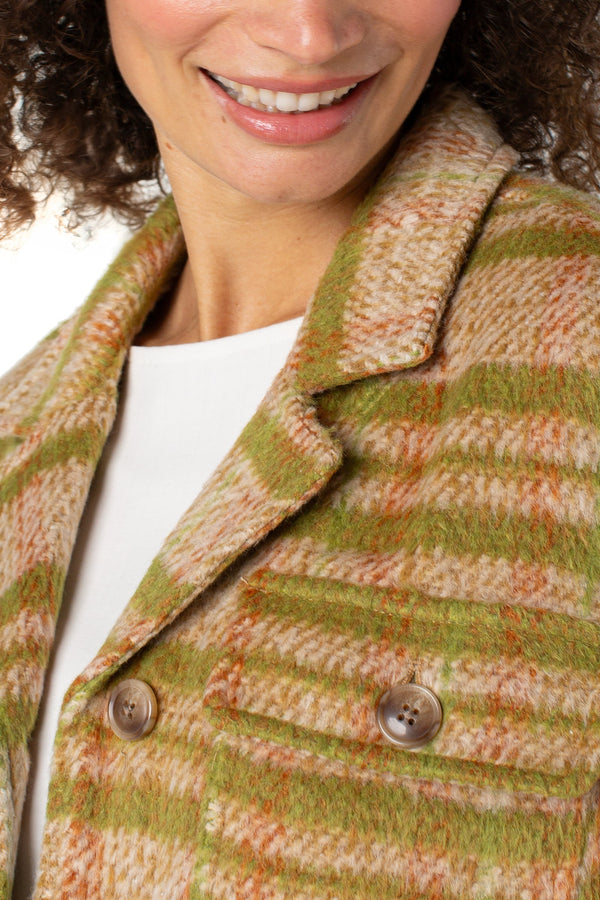 Plaid Button Front Boxy Shacket