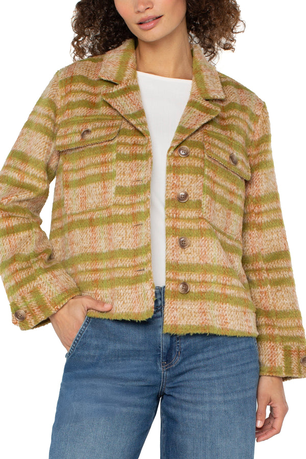 Plaid Button Front Boxy Shacket