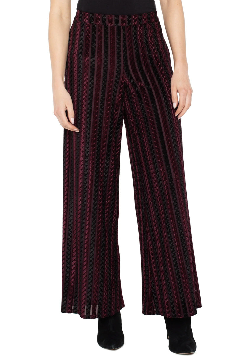 Stripe Pull-On Wide Leg Knit Pant