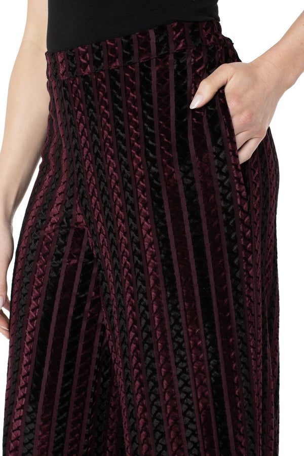 Stripe Pull-On Wide Leg Knit Pant