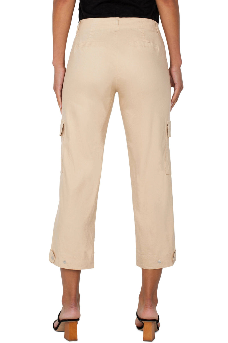 Linen Blend Utility Crop Cargo Pants