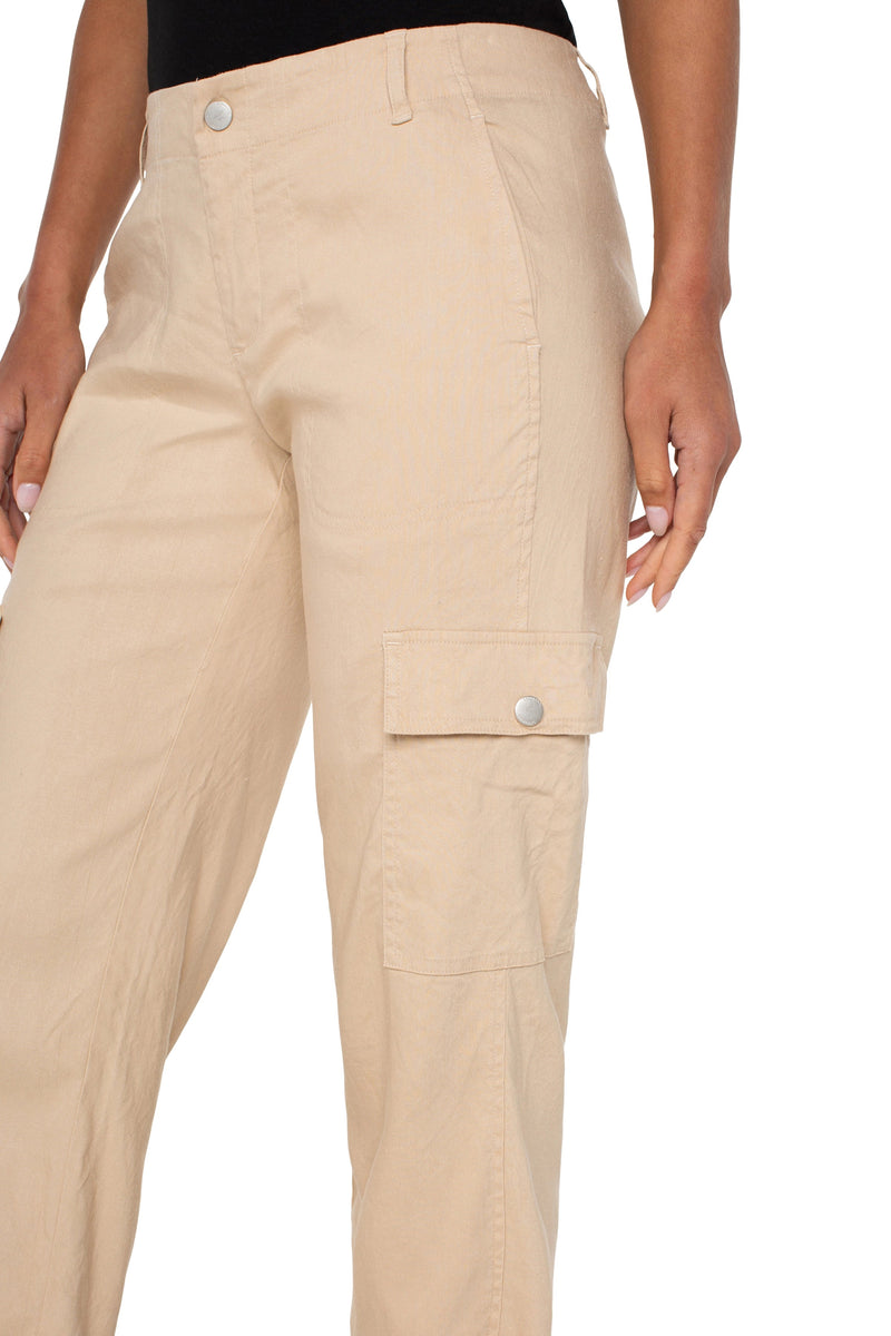 Linen Blend Utility Crop Cargo Pants