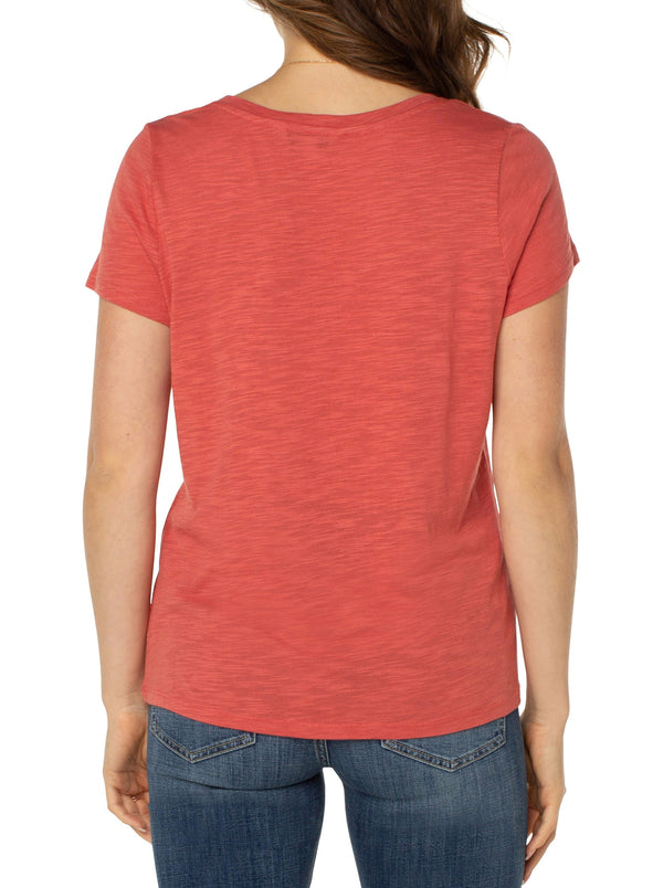 Slim Fit V-neck Slub Knit Tee