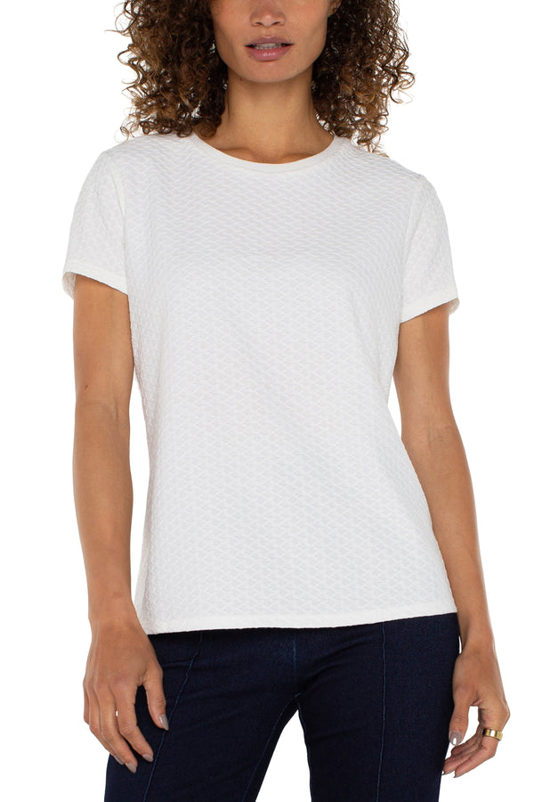 Textured Short Sleeve Crew Neck Tee