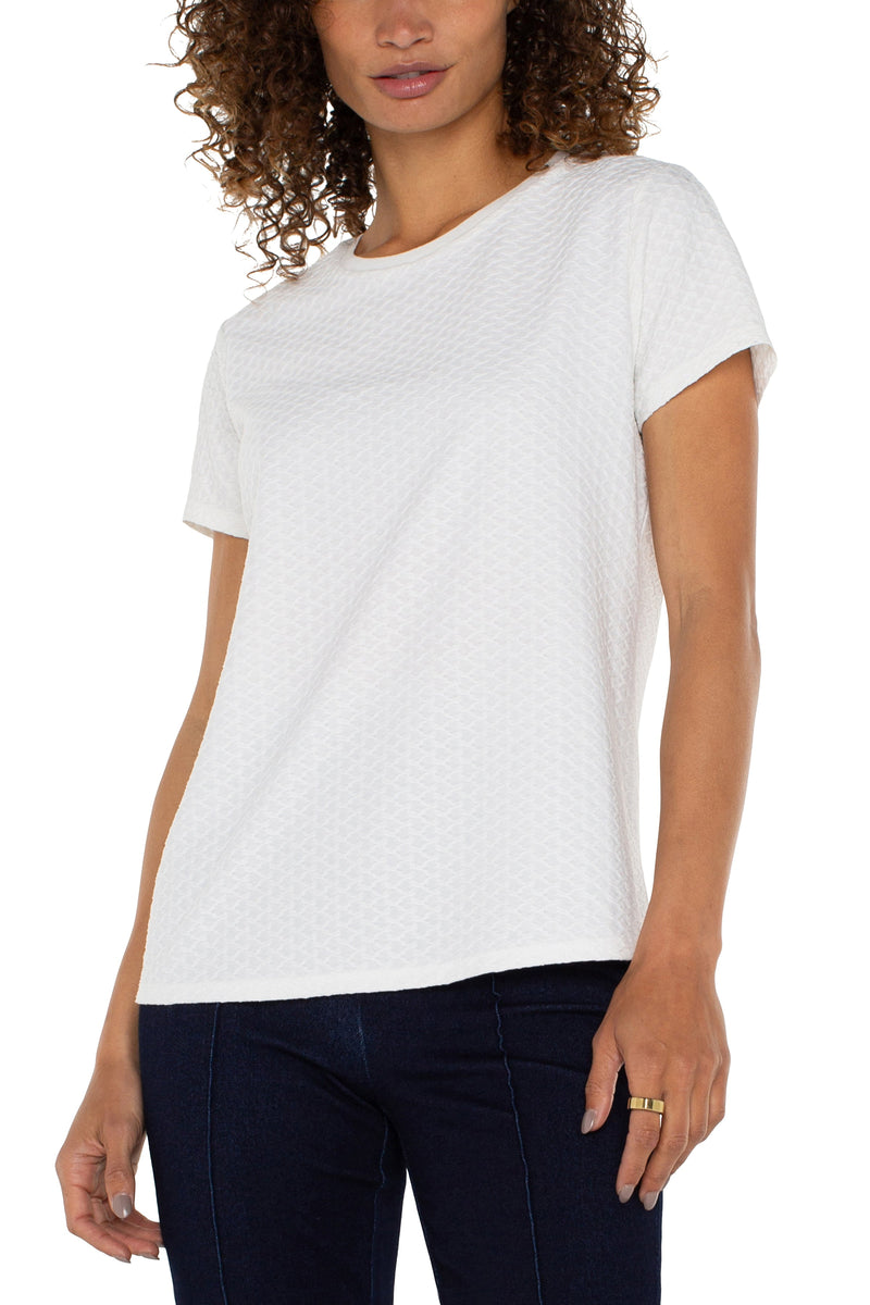 Textured Short Sleeve Crew Neck Tee