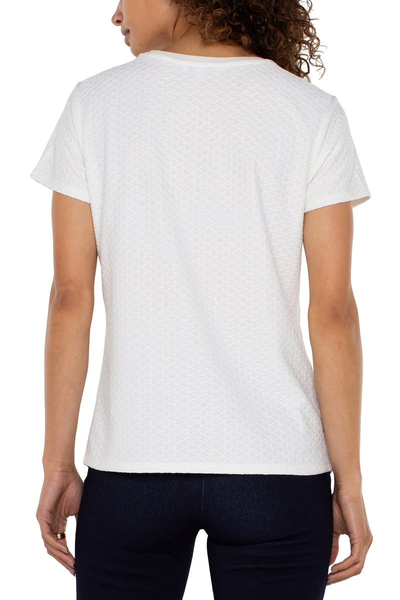 Textured Short Sleeve Crew Neck Tee