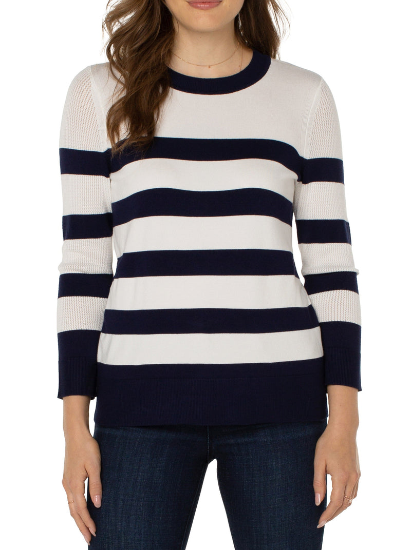 Crew Neck Sweater With Open Back Detail