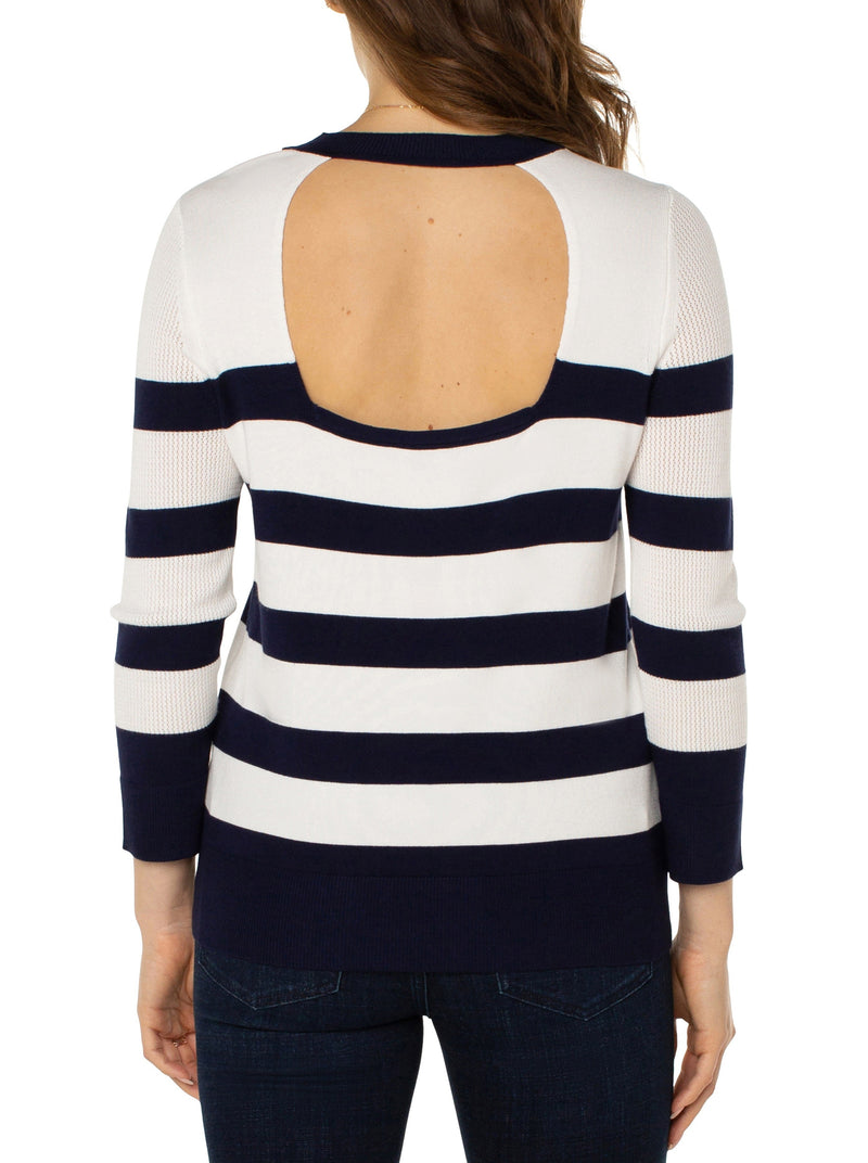 Crew Neck Sweater With Open Back Detail