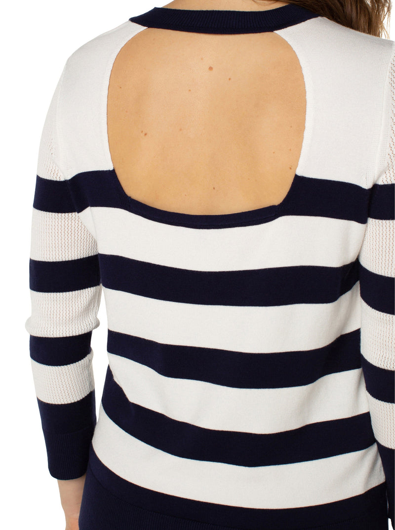 Crew Neck Sweater With Open Back Detail